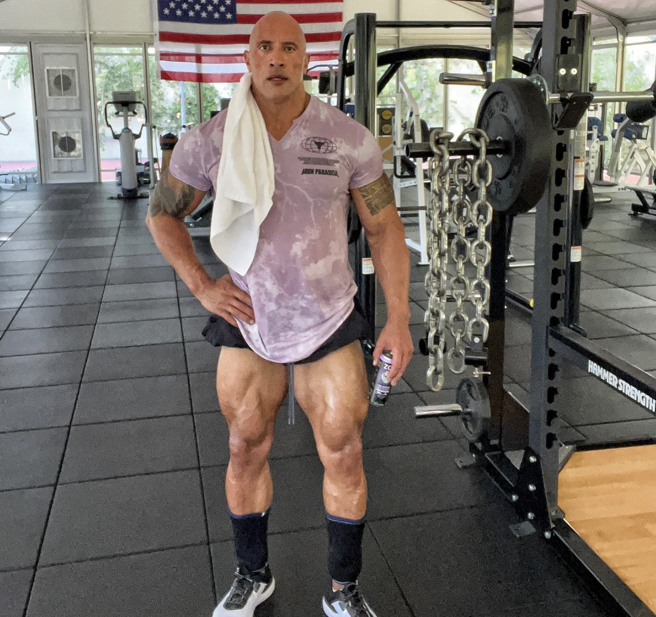 The Rock Showed Off His Massive Quads After a Leg Day Workout