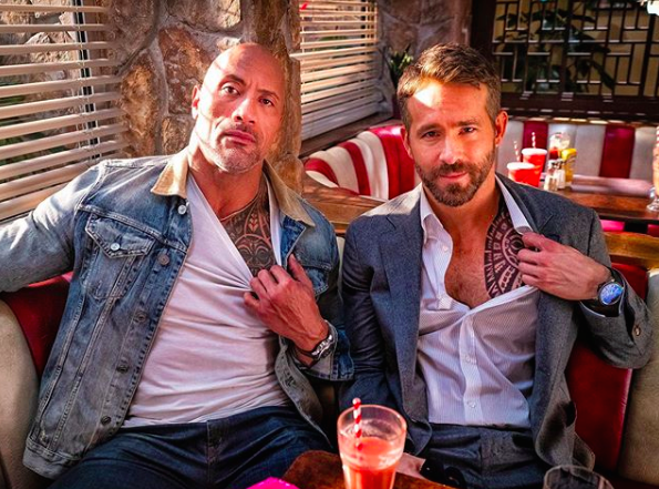 Ryan Reynolds and The Rock sport matching chest tattoos in BTS snap from  Hobbs  Shaw  Daily Mail Online