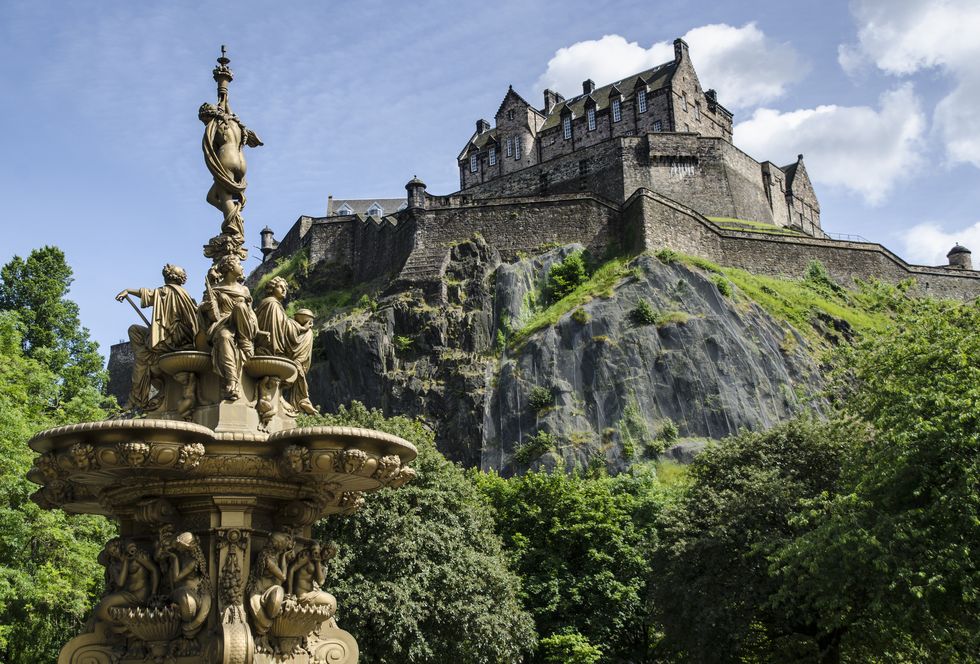 The Ross Fountain and Edinburgh Castle, Scotland