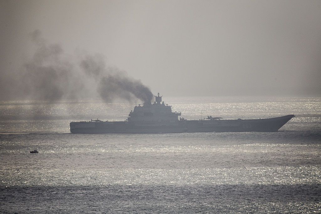 Russia S Sole Aircraft Carrier Won T Return To Sea Before 2024   The Russian Aircraft Carrier Admiral Kuznetsov Passes News Photo 1655241257 