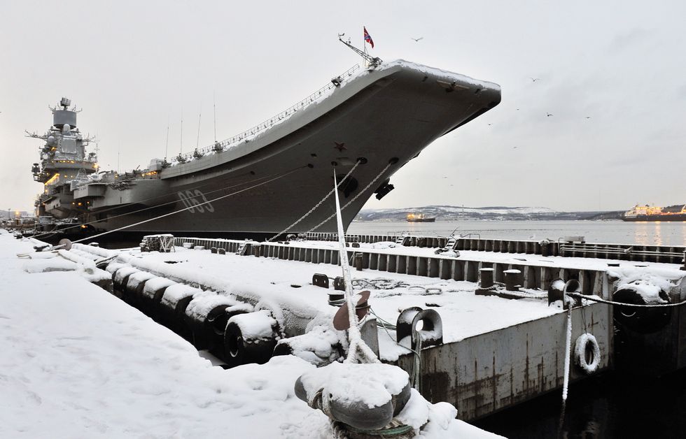 russia's admiral kuznetsov aircraft carrier in murmansk