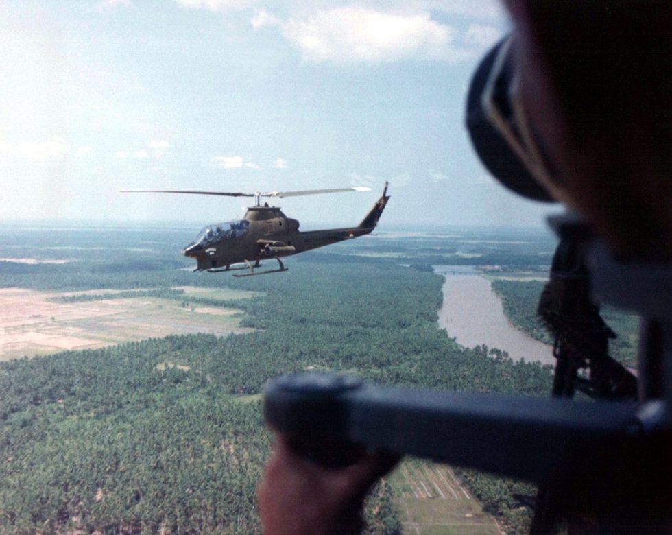 vietnam ah 1g cobra helicopters over southern vietnam, 1968