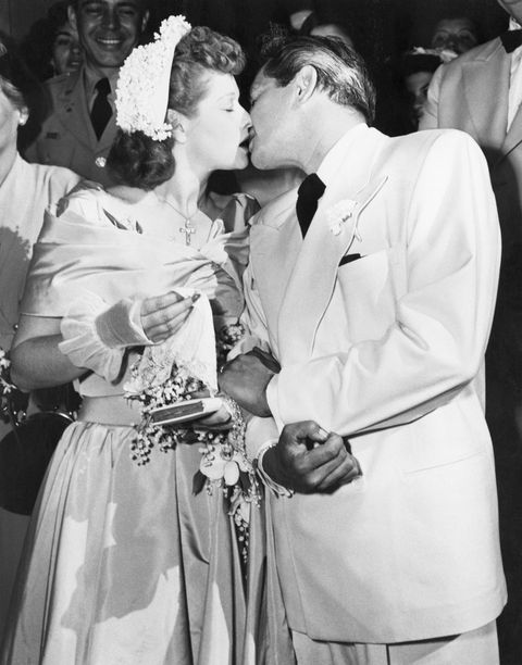 Lucille Ball Kisses Desi Arnaz at Wedding