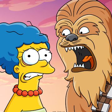 marge simpson, chewbacca, the simpsons star wars crossover