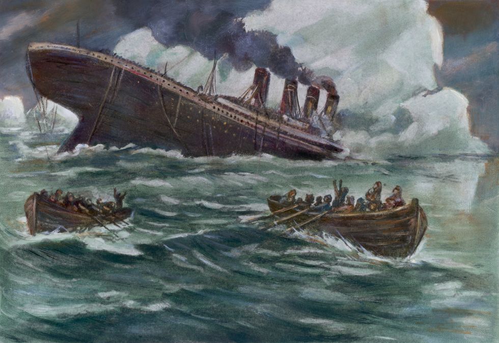 drawing of the sinking of the titanic