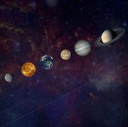 the solar system in a line