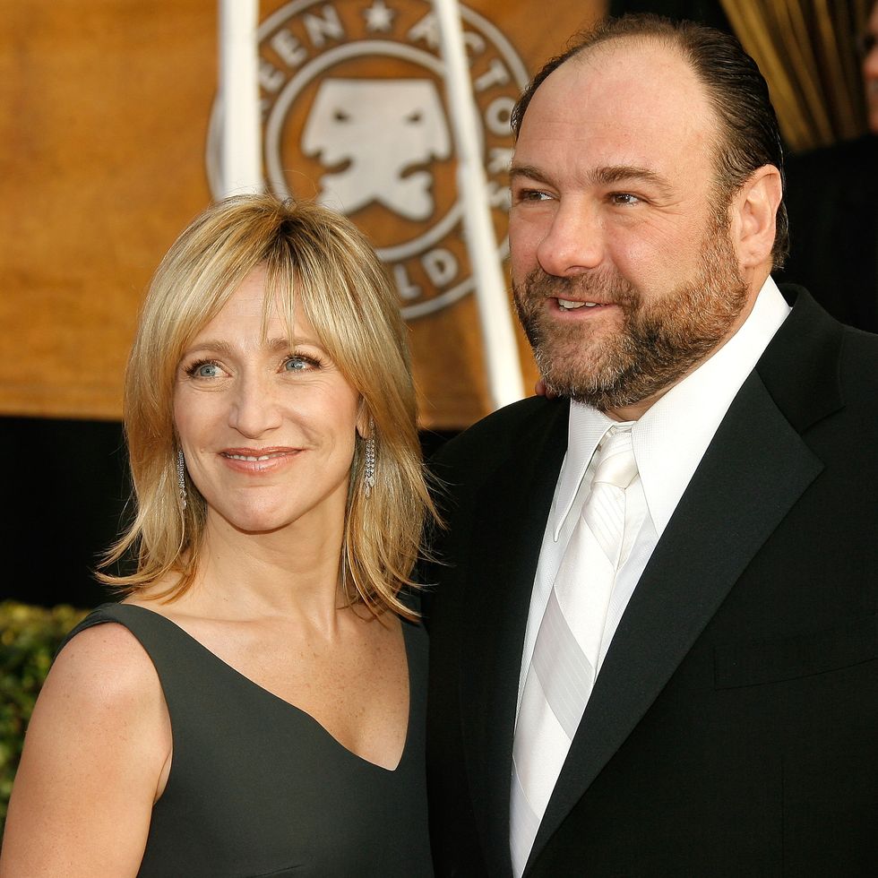 los angeles january 27 actress edie falco and actor james gandolfini arrive at the 14th annual screen actors guild awards held at the shrine auditorium on january 27, 2008 in los angeles, california photo by vince buccigetty images