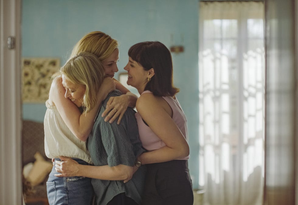fiona button as rose, nicola walker as hannah, annabel scholey as nina in the split special