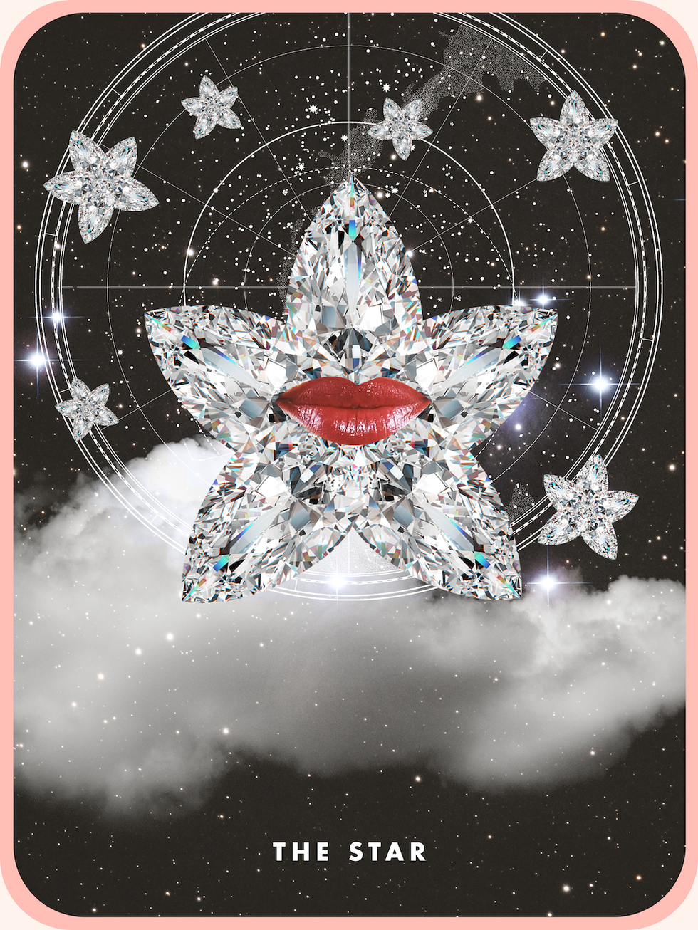the star tarot card showing a star shaped diamond with lips on top of it