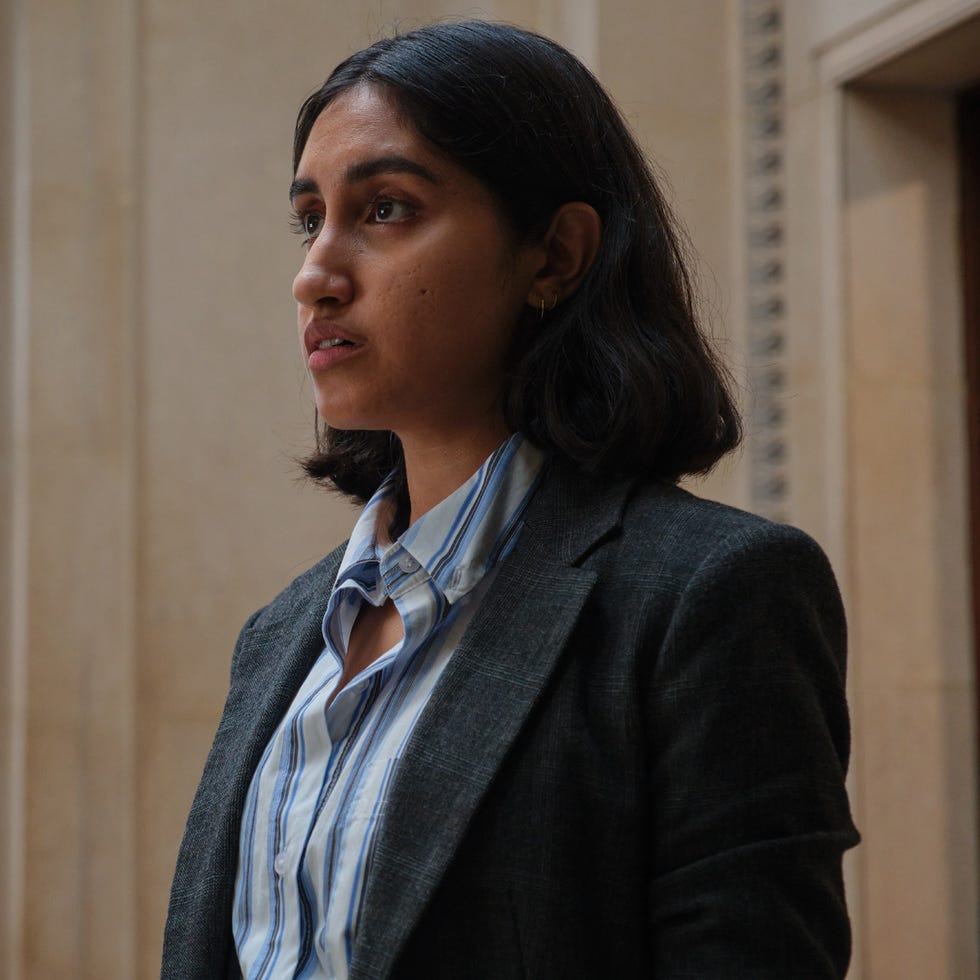 the stolen girl star ambika mod in a suit