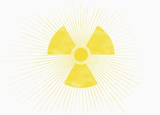 the sun in shape of a radioactive warning symbol