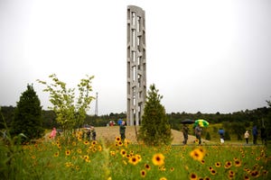 dedication of the tower of voices at the the flight 93 national memorial