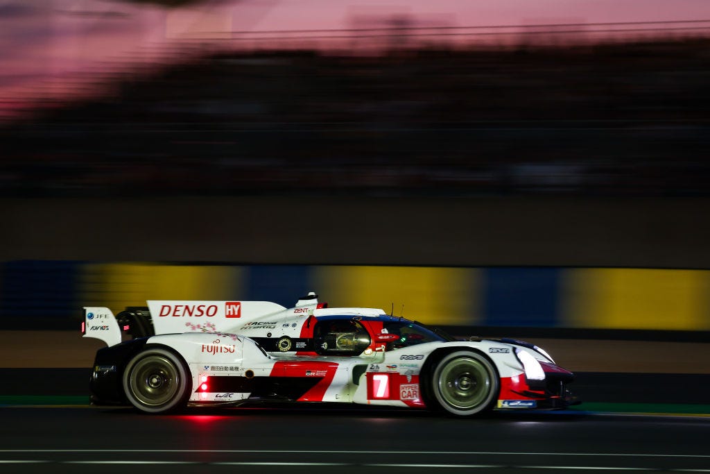 Toyota Le Mans Racer Goes Off Track, Takes Roundabout, Keeps Third