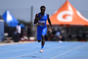 el atleta estadounidense noah lyles, campeón mundial de los 200m, corre desde florida los inspirational games de zurich