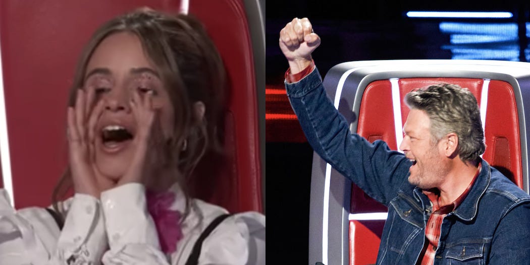 'the voice' 2022 coaches blake shelton and camila cabello