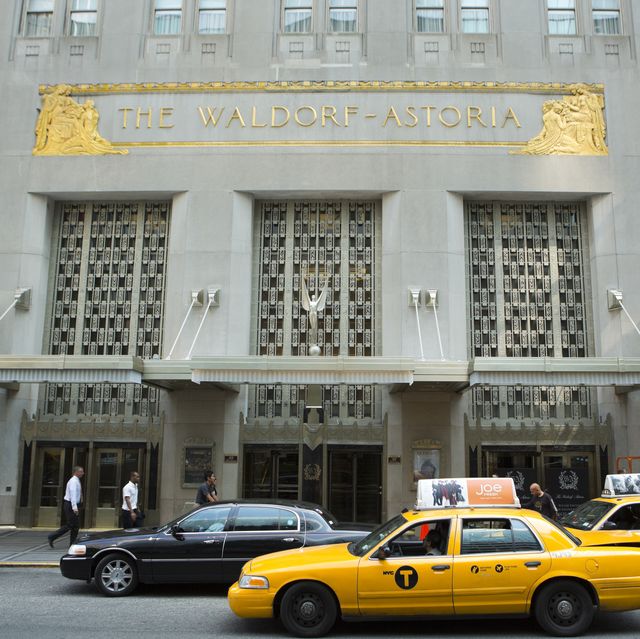 the waldorf astoria new york city with taxi cabs