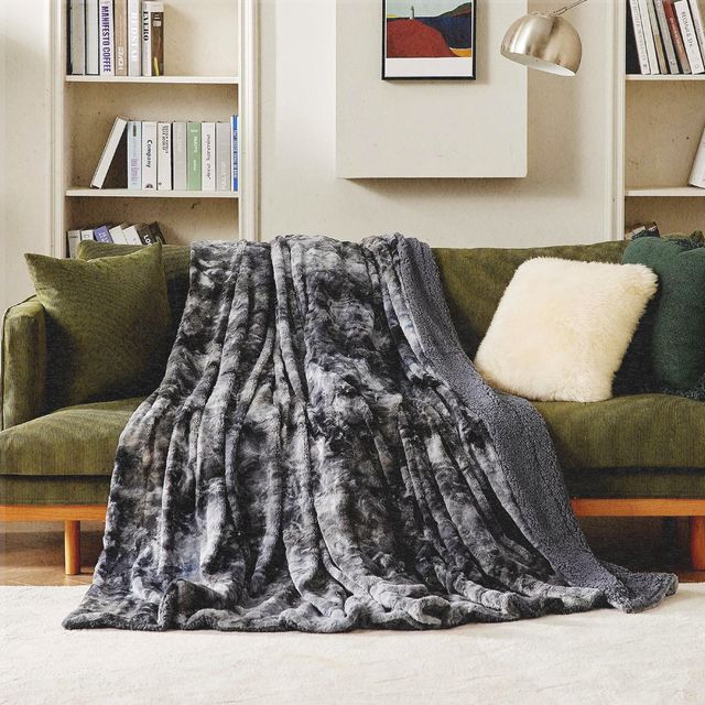 a couch with a blanket