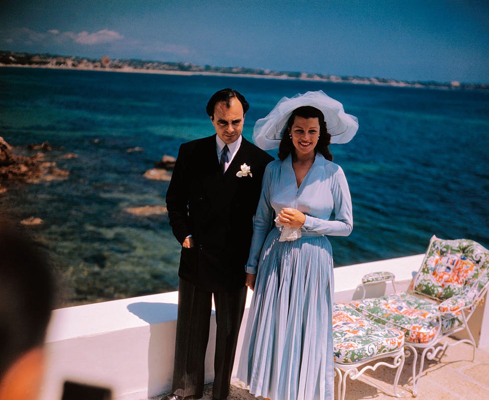 Rita Hayworth and Prince Aly Khan Standing on Yacht