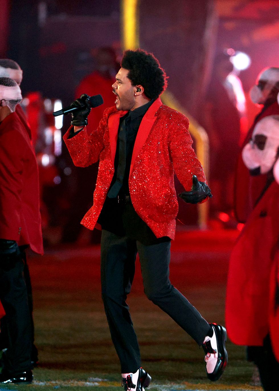 The Weeknd's red Super Bowl Givenchy jacket by was his most elaborate yet