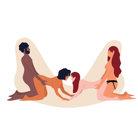 the wheelbarrow foursome sex position