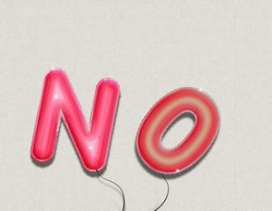 the word no  in foil colorful balloon