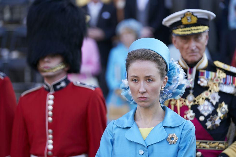 Doherty as Princess Anne during Prince Charles's investiture as Prince of Wales.