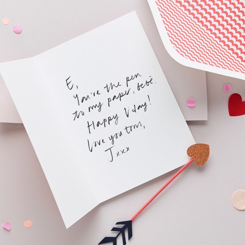 inside written valentine's day card