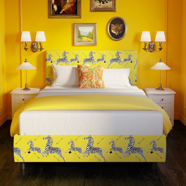 Bed, Bed sheet, Bedroom, Furniture, Bedding, Yellow, Bed frame, Room, Mattress, Interior design, 