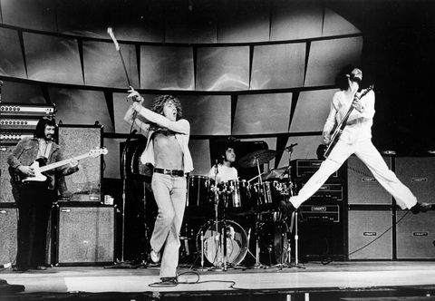 circa 1973  l r  bassist john entwistle, singer roger daltrey, drummer keith moon and guitarist pete townshend of the rodk and roll band "the who" perform onstage in circa 1973 photo by michael ochs archivesgetty images