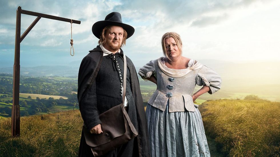 tim key and daisy may cooper in bbc comedy the witchfinder