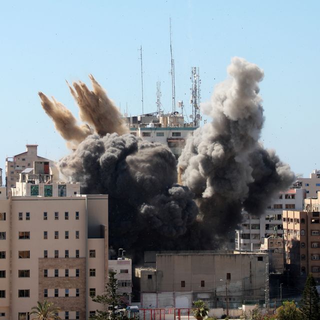 israeli air strike hits al jalaa tower in gaza