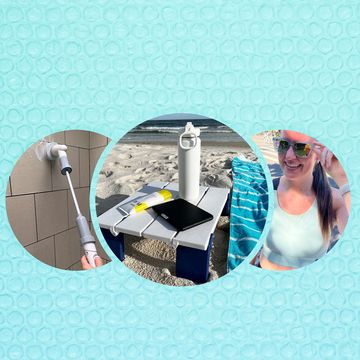 shower scrubber, portable beach table, goodr sunglasses