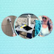 shower scrubber, portable beach table, goodr sunglasses