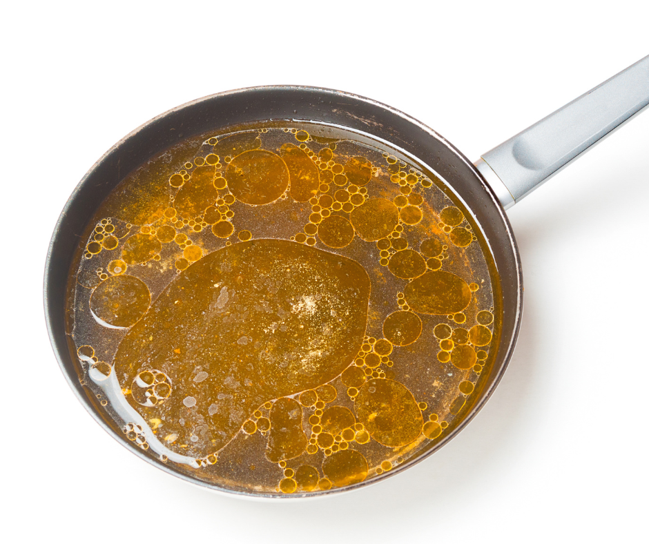 bubbling oil in a frying pan