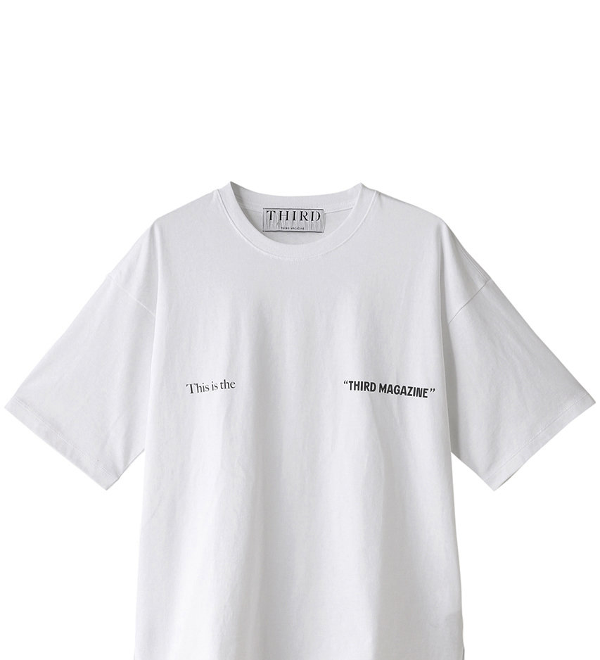 a white t shirt with black text