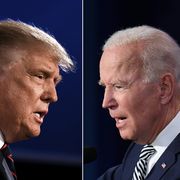 donald trump and joe biden facing each other during the first 2020 presidential debate