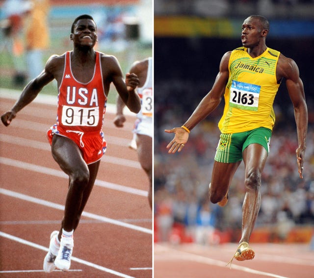 usain bolt y carl lewis en un fotomontaje