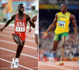 usain bolt y carl lewis en un fotomontaje