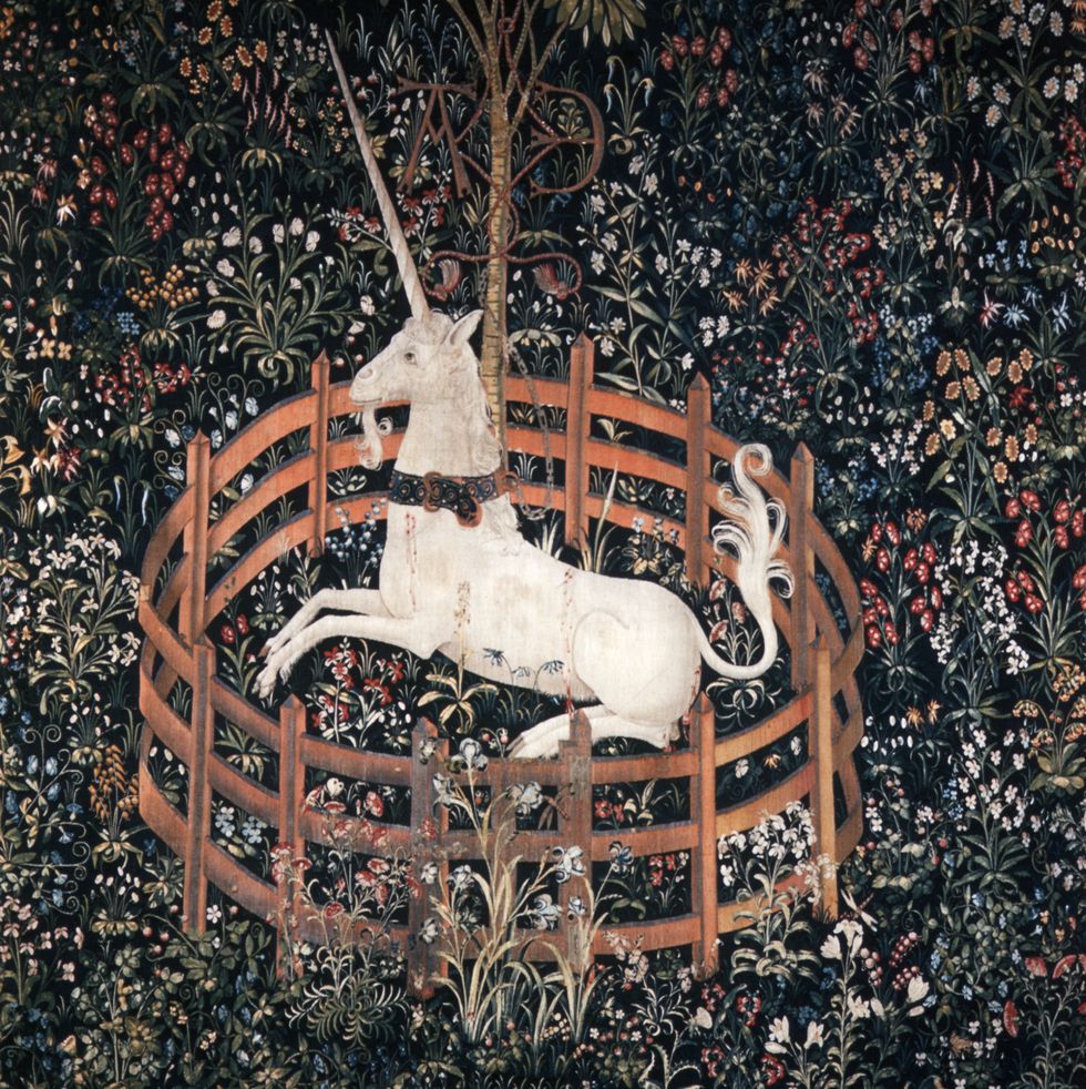 the unicorn in captivity tapestry