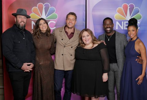 nbcuniversal events    nbcuniversal press tour, january 11, 2020    pictured  nbc s this is us cast l r  chris sullivan, mandy moore, justin hartley, chrissy metz, sterling k brown, susan kelechi watson    photo by chris hastonnbcnbcu photo bank via getty images