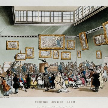 christie's auction room color print after pugin and rowlandson