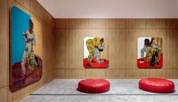 installation view of mickalene thomas all about love at the broad