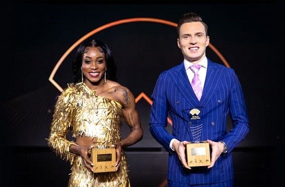 elaine thompson herah y karsten warholm, mejores atletas del año 2021