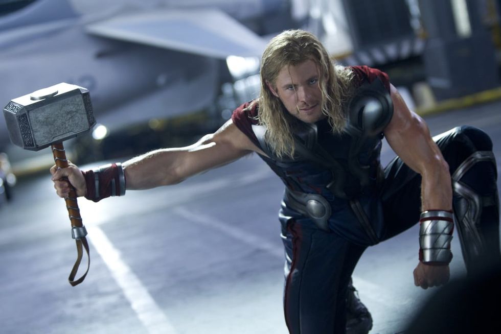 Hollywood Movie Costumes and Props: Chris Hemsworth's Thor costume from  Avengers: Infinity War on display