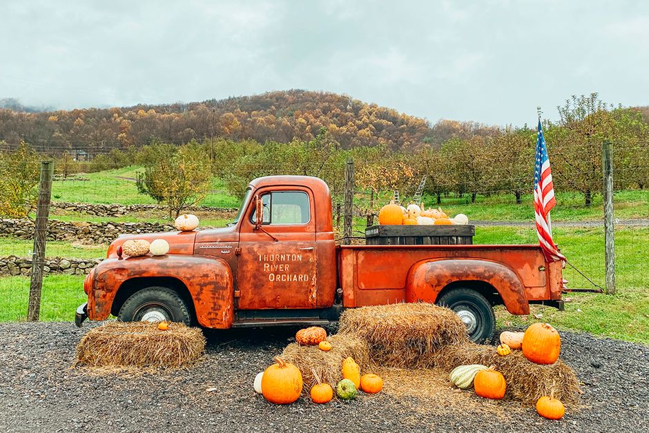 vintage truck at thorton river orchard in sperryville
