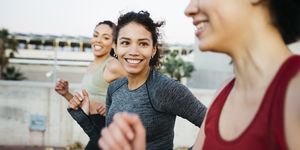 mental health therapy for endurance athletes what to know, group of women running and smiling