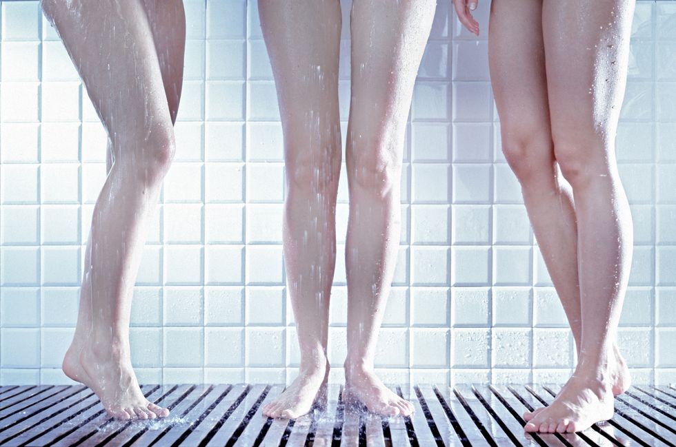 three women in the shower