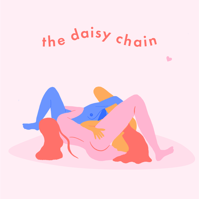 threesome positions   daisy chain threesome sex position