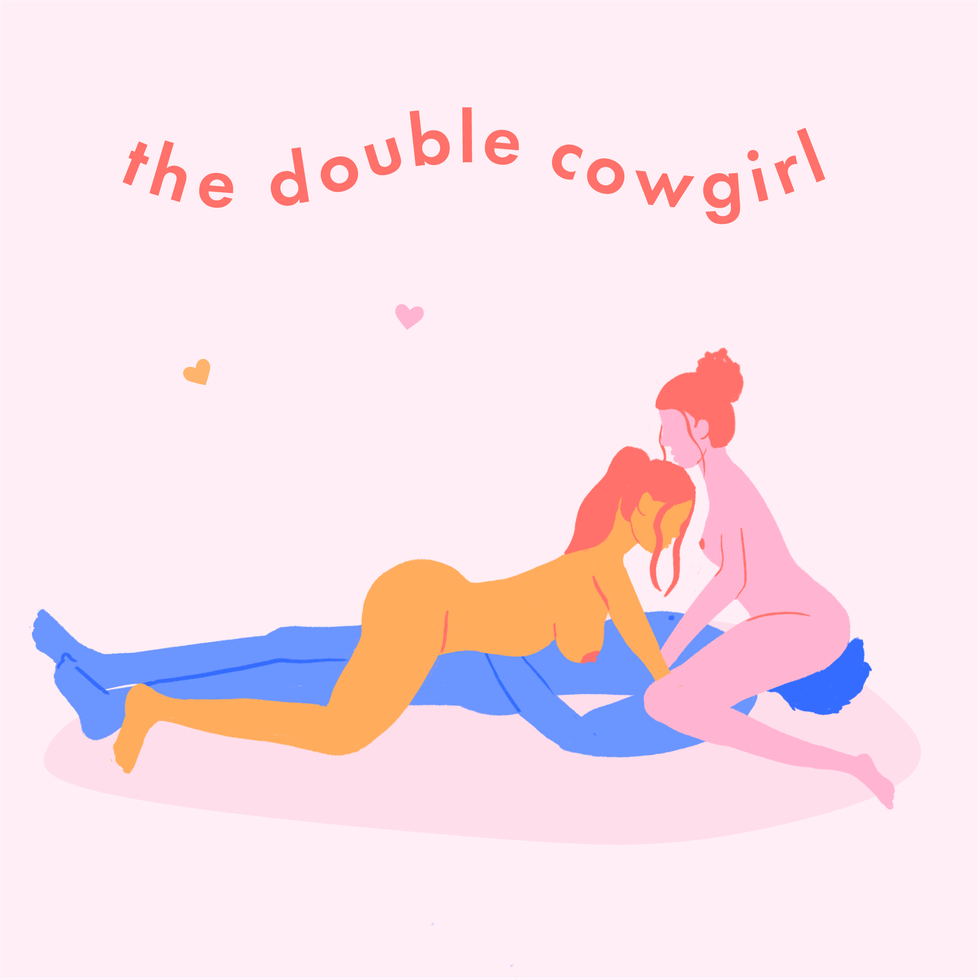 threesome positions   double cowgirl threesome sex position