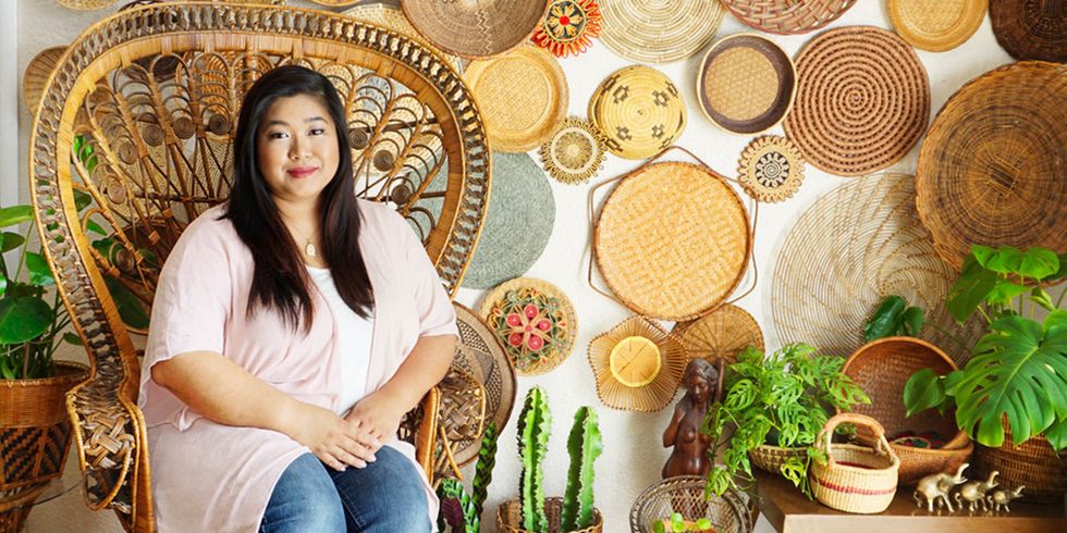 tree, room, headgear, plant, wood, interior design, photography, table, fashion accessory, sitting, sharon phantha with primitive basket collection